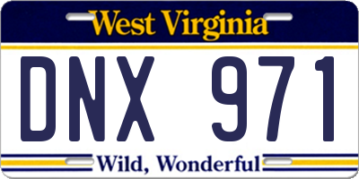 WV license plate DNX971