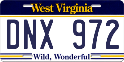 WV license plate DNX972