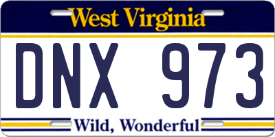 WV license plate DNX973