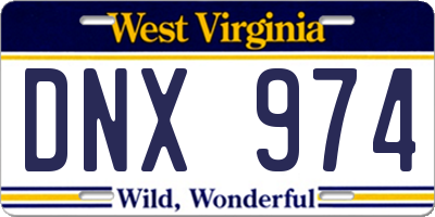 WV license plate DNX974