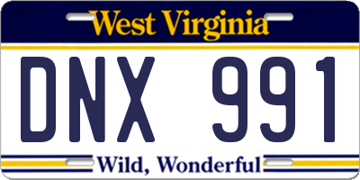 WV license plate DNX991