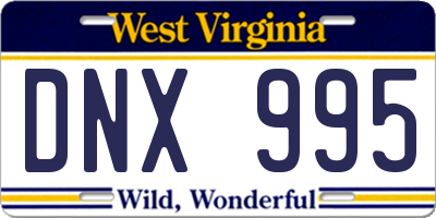 WV license plate DNX995