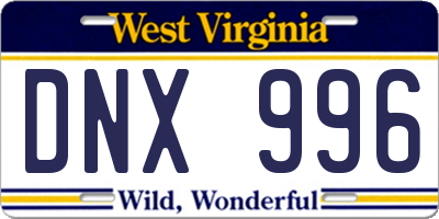 WV license plate DNX996