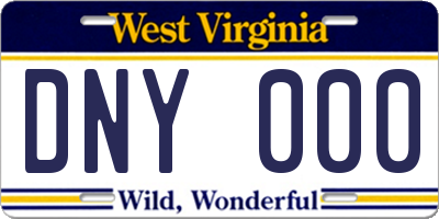 WV license plate DNY000