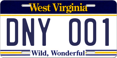 WV license plate DNY001