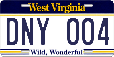 WV license plate DNY004