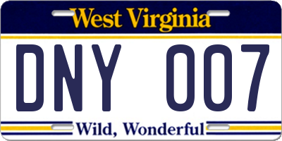 WV license plate DNY007