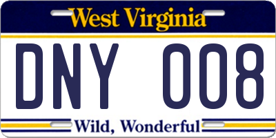 WV license plate DNY008