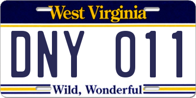 WV license plate DNY011