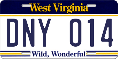 WV license plate DNY014