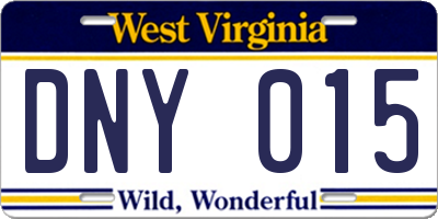 WV license plate DNY015