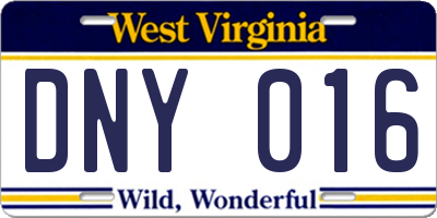 WV license plate DNY016