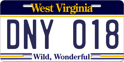 WV license plate DNY018