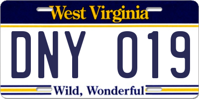 WV license plate DNY019