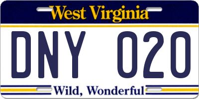 WV license plate DNY020