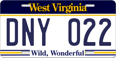 WV license plate DNY022