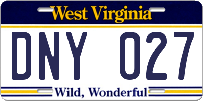 WV license plate DNY027