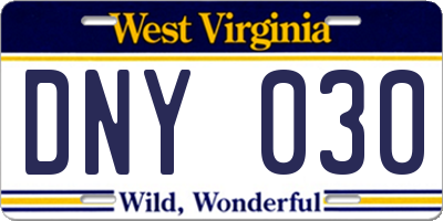 WV license plate DNY030