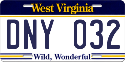 WV license plate DNY032