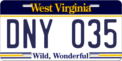 WV license plate DNY035