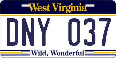 WV license plate DNY037