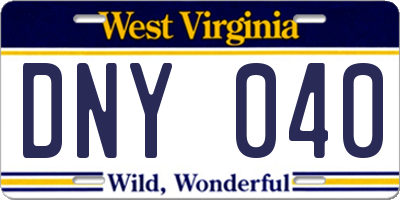 WV license plate DNY040