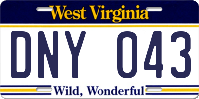 WV license plate DNY043