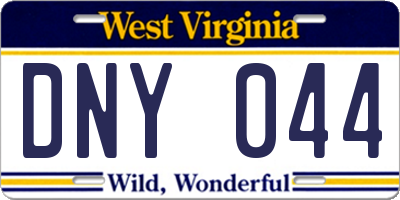 WV license plate DNY044