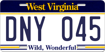 WV license plate DNY045