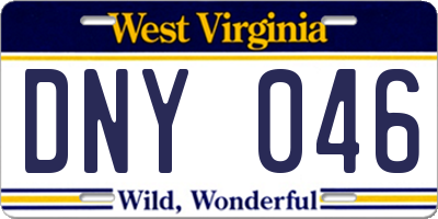 WV license plate DNY046