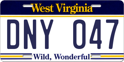 WV license plate DNY047