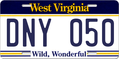 WV license plate DNY050