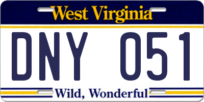 WV license plate DNY051