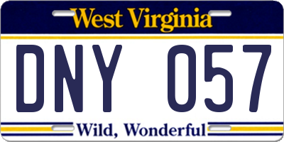 WV license plate DNY057