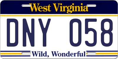 WV license plate DNY058