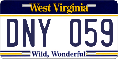 WV license plate DNY059