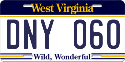 WV license plate DNY060