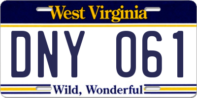 WV license plate DNY061
