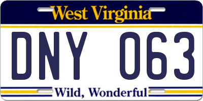 WV license plate DNY063