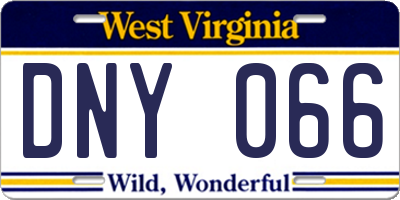 WV license plate DNY066