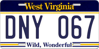 WV license plate DNY067