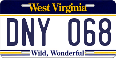 WV license plate DNY068