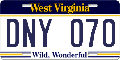 WV license plate DNY070