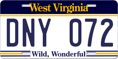 WV license plate DNY072