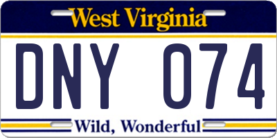 WV license plate DNY074
