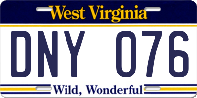 WV license plate DNY076