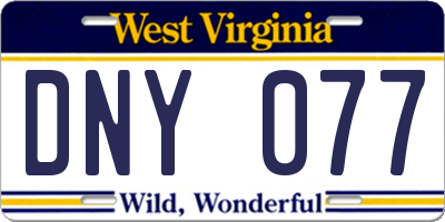WV license plate DNY077