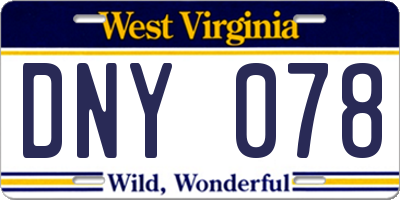 WV license plate DNY078