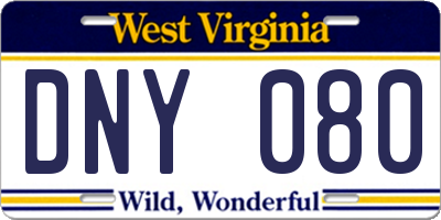 WV license plate DNY080