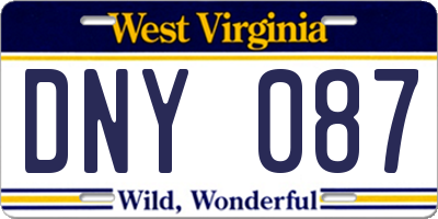 WV license plate DNY087